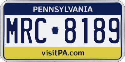 PA license plate MRC8189