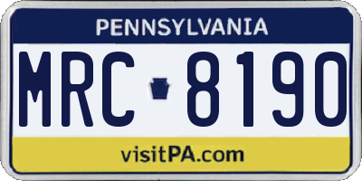 PA license plate MRC8190