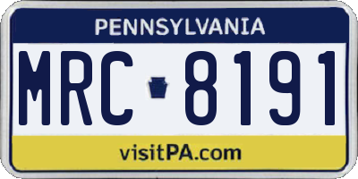 PA license plate MRC8191