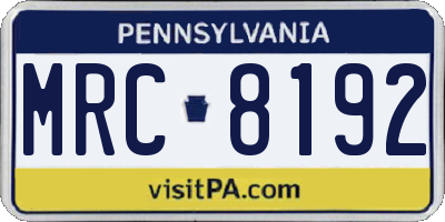 PA license plate MRC8192