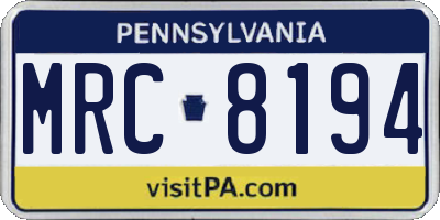 PA license plate MRC8194
