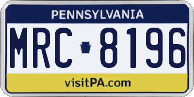 PA license plate MRC8196