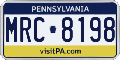 PA license plate MRC8198