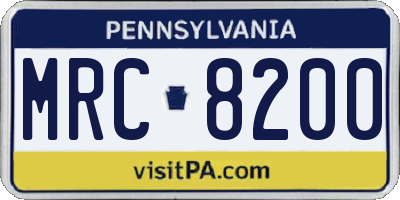 PA license plate MRC8200
