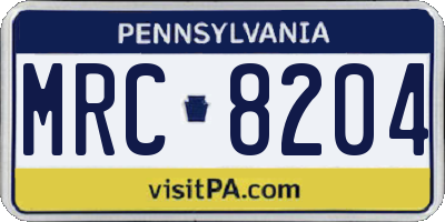 PA license plate MRC8204