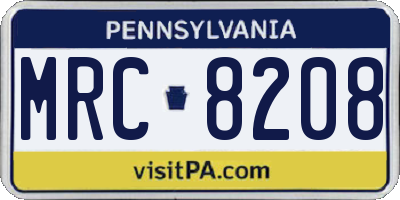 PA license plate MRC8208