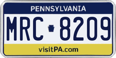 PA license plate MRC8209