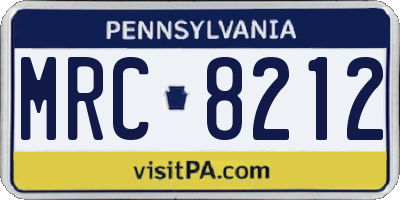 PA license plate MRC8212