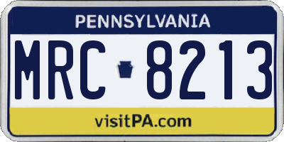 PA license plate MRC8213