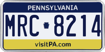 PA license plate MRC8214