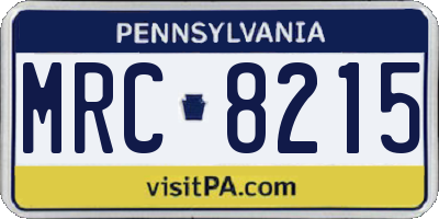 PA license plate MRC8215
