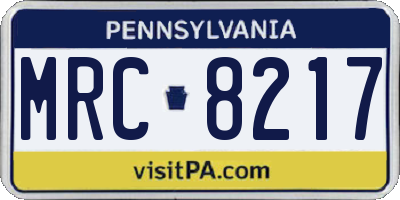 PA license plate MRC8217