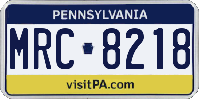 PA license plate MRC8218