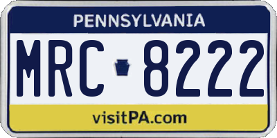 PA license plate MRC8222