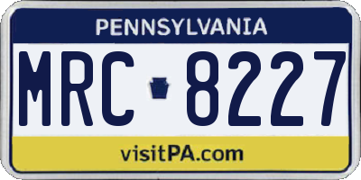 PA license plate MRC8227