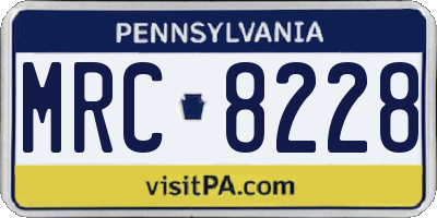 PA license plate MRC8228
