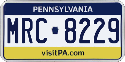 PA license plate MRC8229