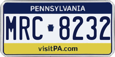 PA license plate MRC8232