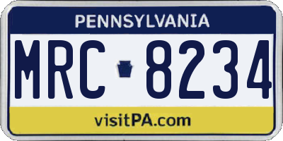 PA license plate MRC8234