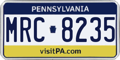 PA license plate MRC8235