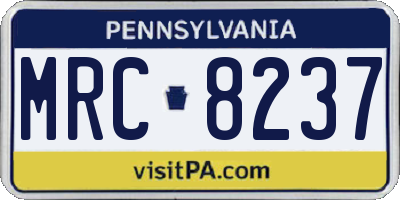 PA license plate MRC8237