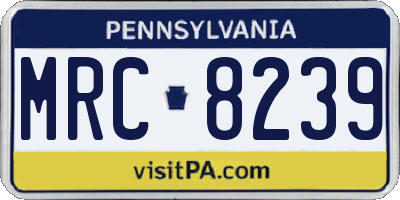 PA license plate MRC8239