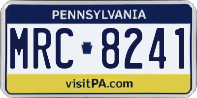 PA license plate MRC8241