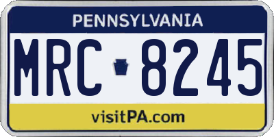 PA license plate MRC8245