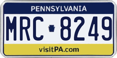 PA license plate MRC8249