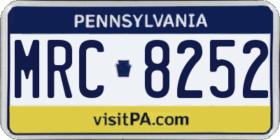 PA license plate MRC8252