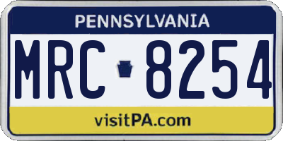 PA license plate MRC8254