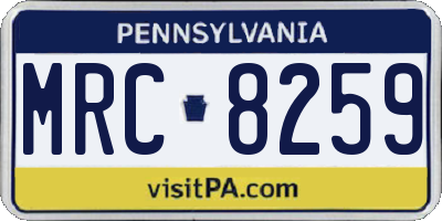 PA license plate MRC8259