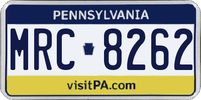 PA license plate MRC8262