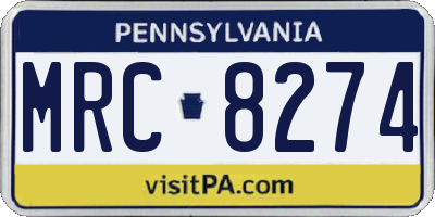PA license plate MRC8274