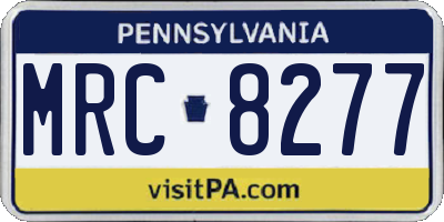 PA license plate MRC8277