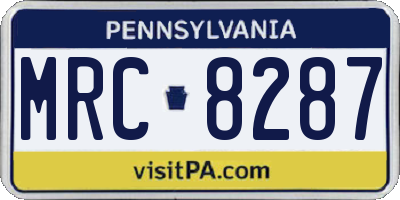 PA license plate MRC8287