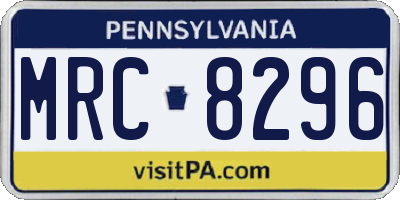 PA license plate MRC8296