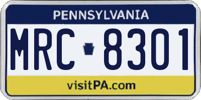 PA license plate MRC8301