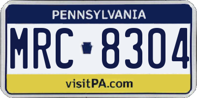 PA license plate MRC8304