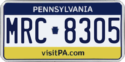 PA license plate MRC8305