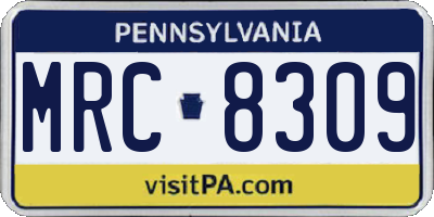 PA license plate MRC8309