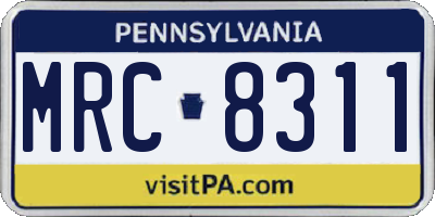 PA license plate MRC8311