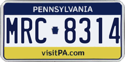 PA license plate MRC8314