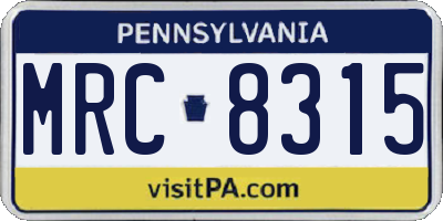 PA license plate MRC8315