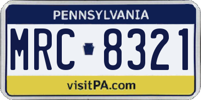 PA license plate MRC8321