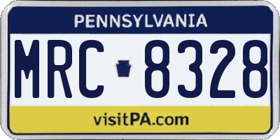 PA license plate MRC8328