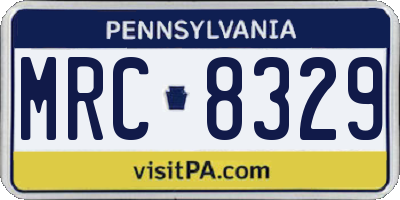 PA license plate MRC8329