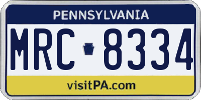 PA license plate MRC8334