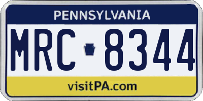 PA license plate MRC8344
