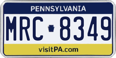 PA license plate MRC8349